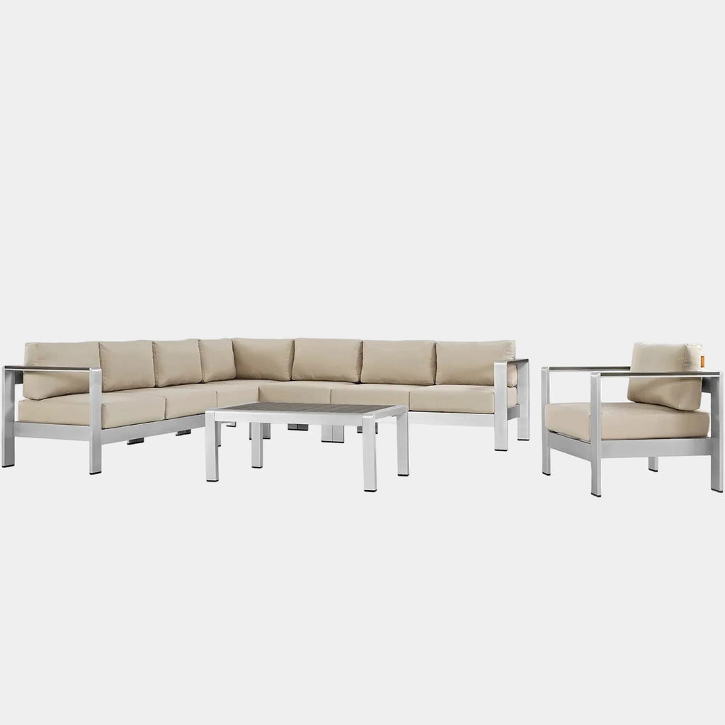 Shore 7 Piece Outdoor Aluminum Sectional Sofa Set