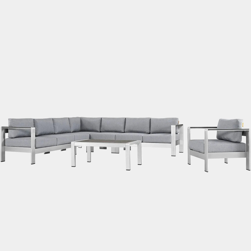 Shore 7 Piece Outdoor Aluminum Sectional Sofa Set