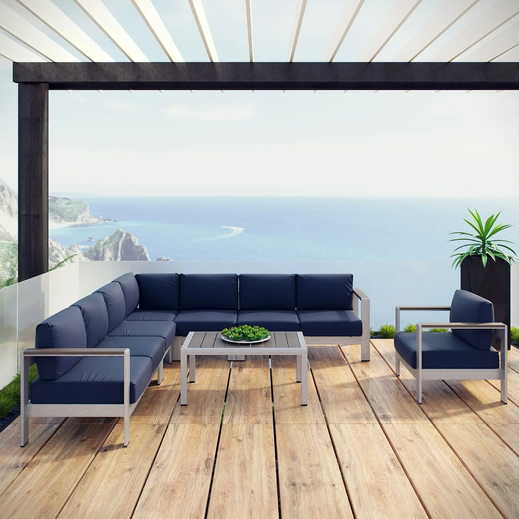 Shore 7 Piece Outdoor Aluminum Sectional Sofa Set