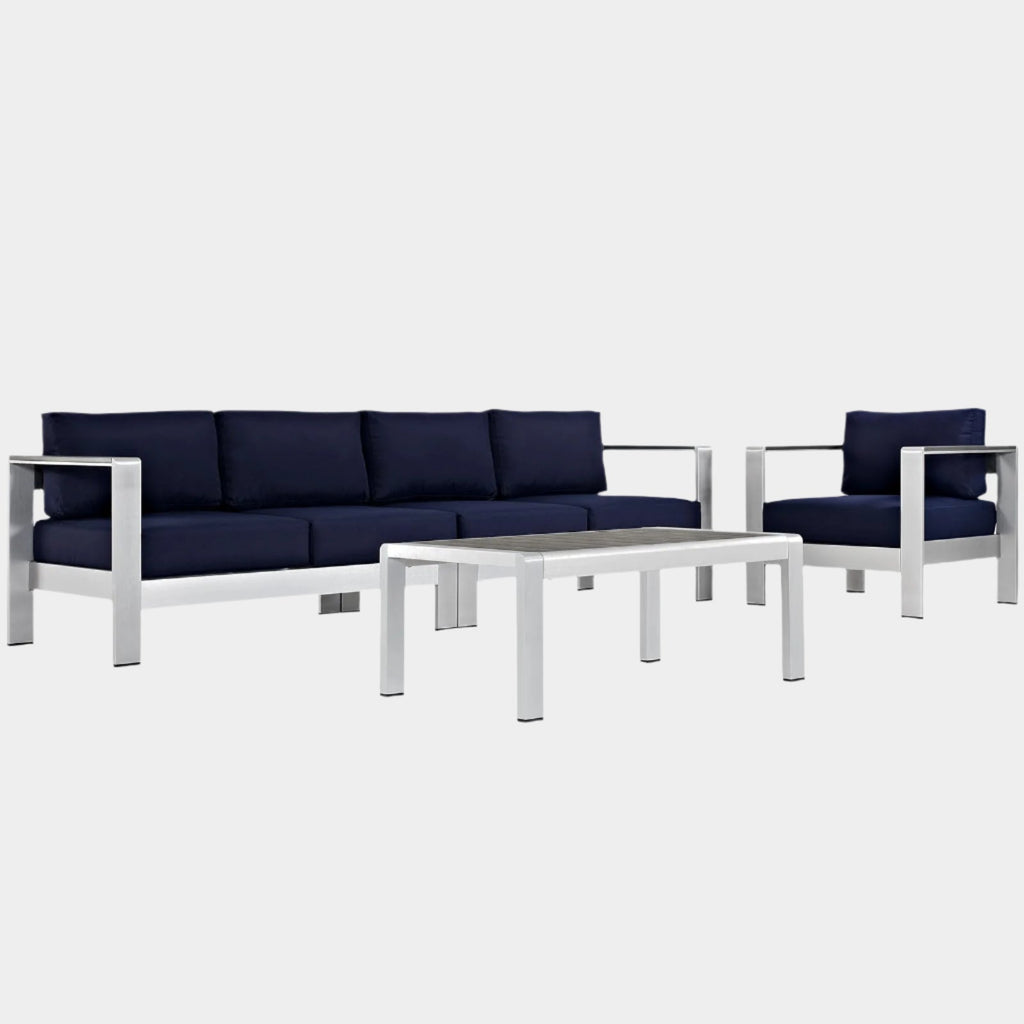 Shore 4 Piece Outdoor Aluminum Sectional Sofa Set