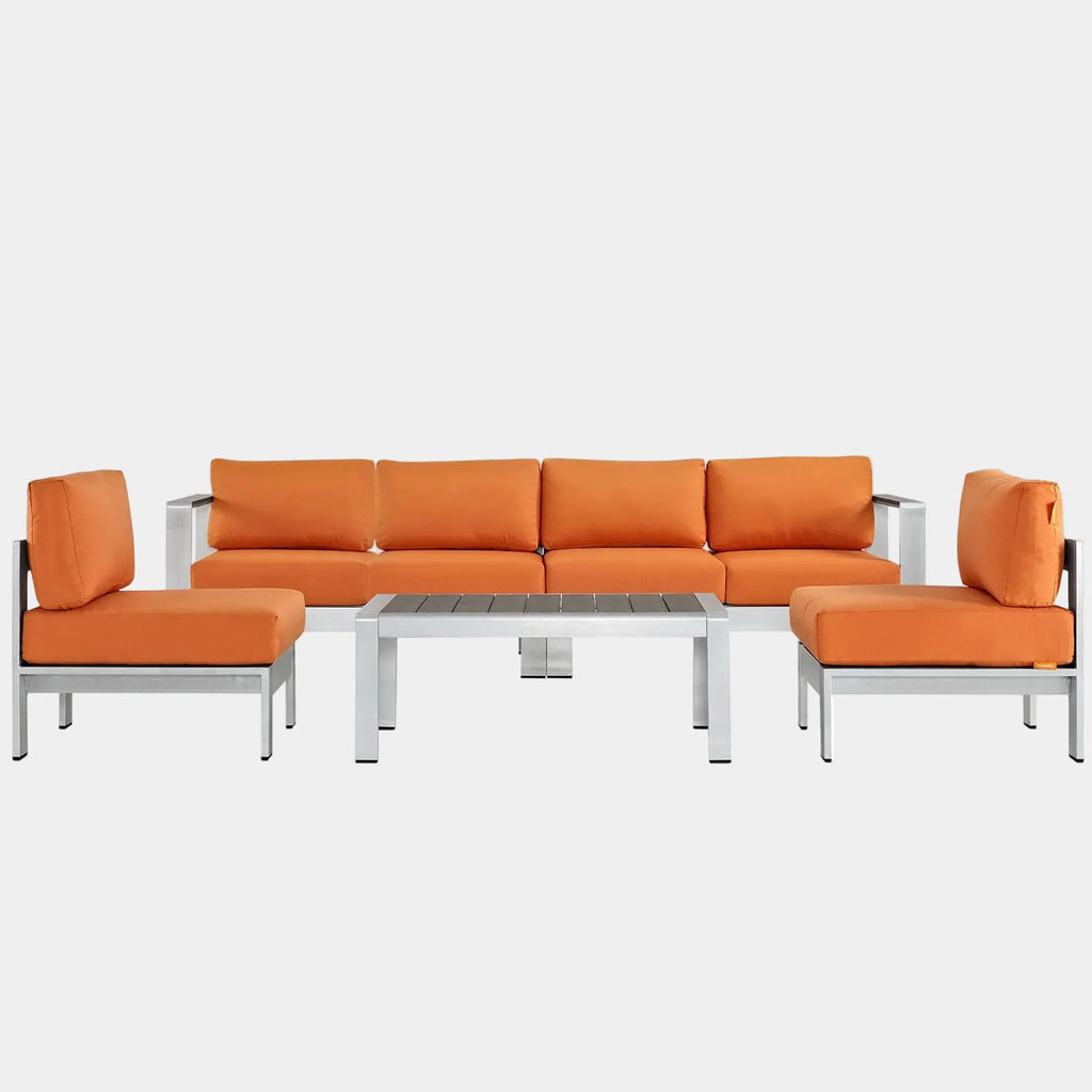 Shore 5 Piece Outdoor Aluminum Sectional Sofa Set