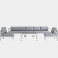Shore 6 Piece Outdoor Aluminum Sectional Sofa