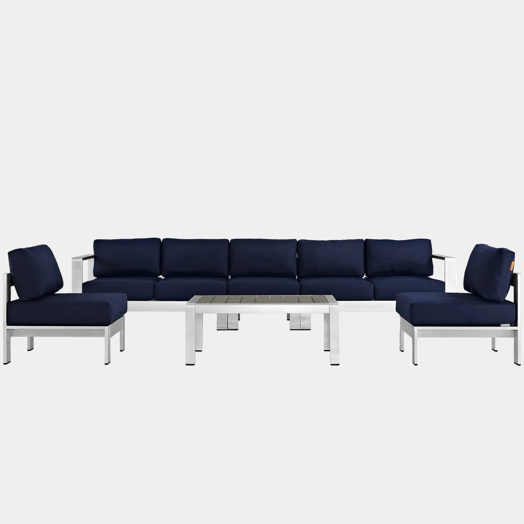 Shore 6 Piece Outdoor Aluminum Sectional Sofa