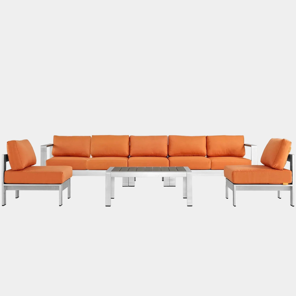 Shore 6 Piece Outdoor Aluminum Sectional Sofa