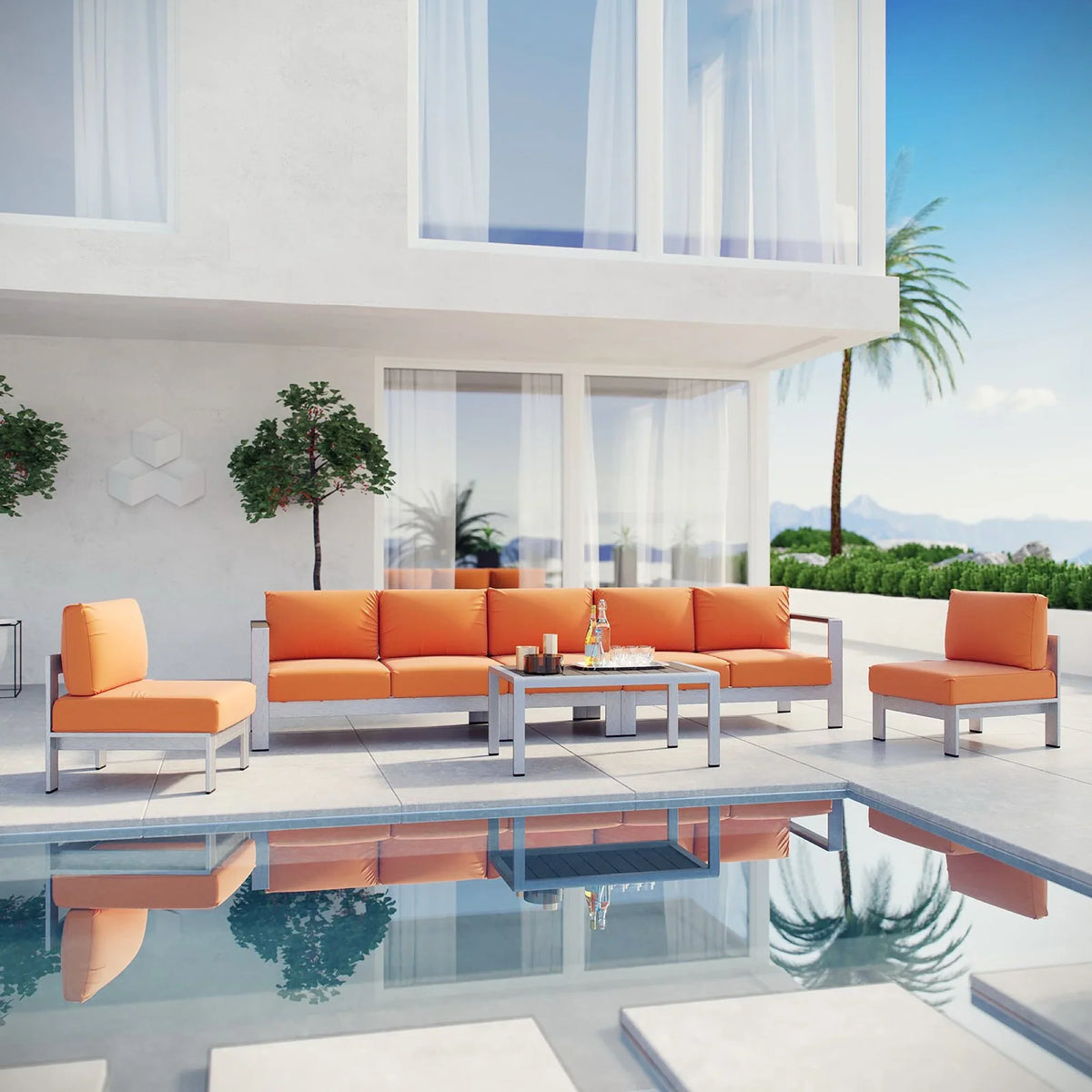 Shore 6 Piece Outdoor Aluminum Sectional Sofa