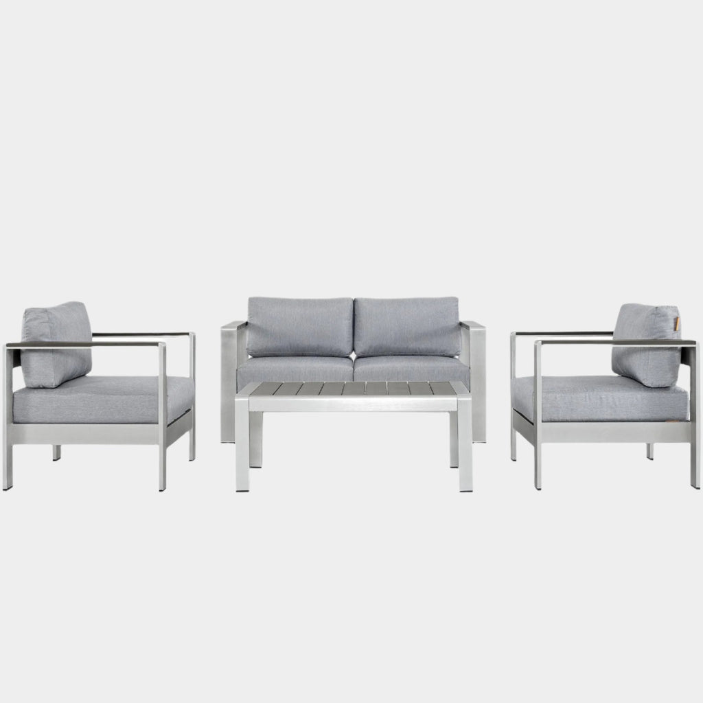 Shore 4 Piece Outdoor Patio Aluminum Sectional Sofa Set