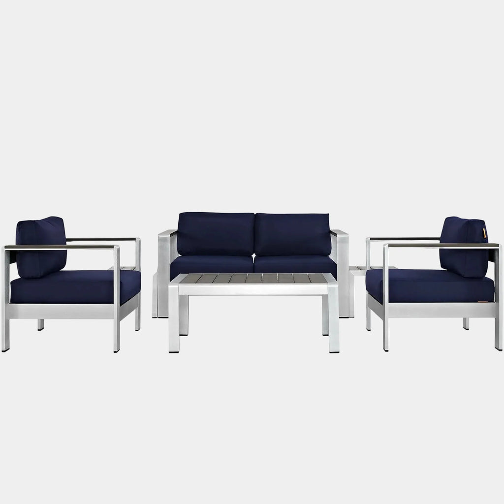 Shore 6 Piece Outdoor Patio Aluminum Sectional Sofa Set