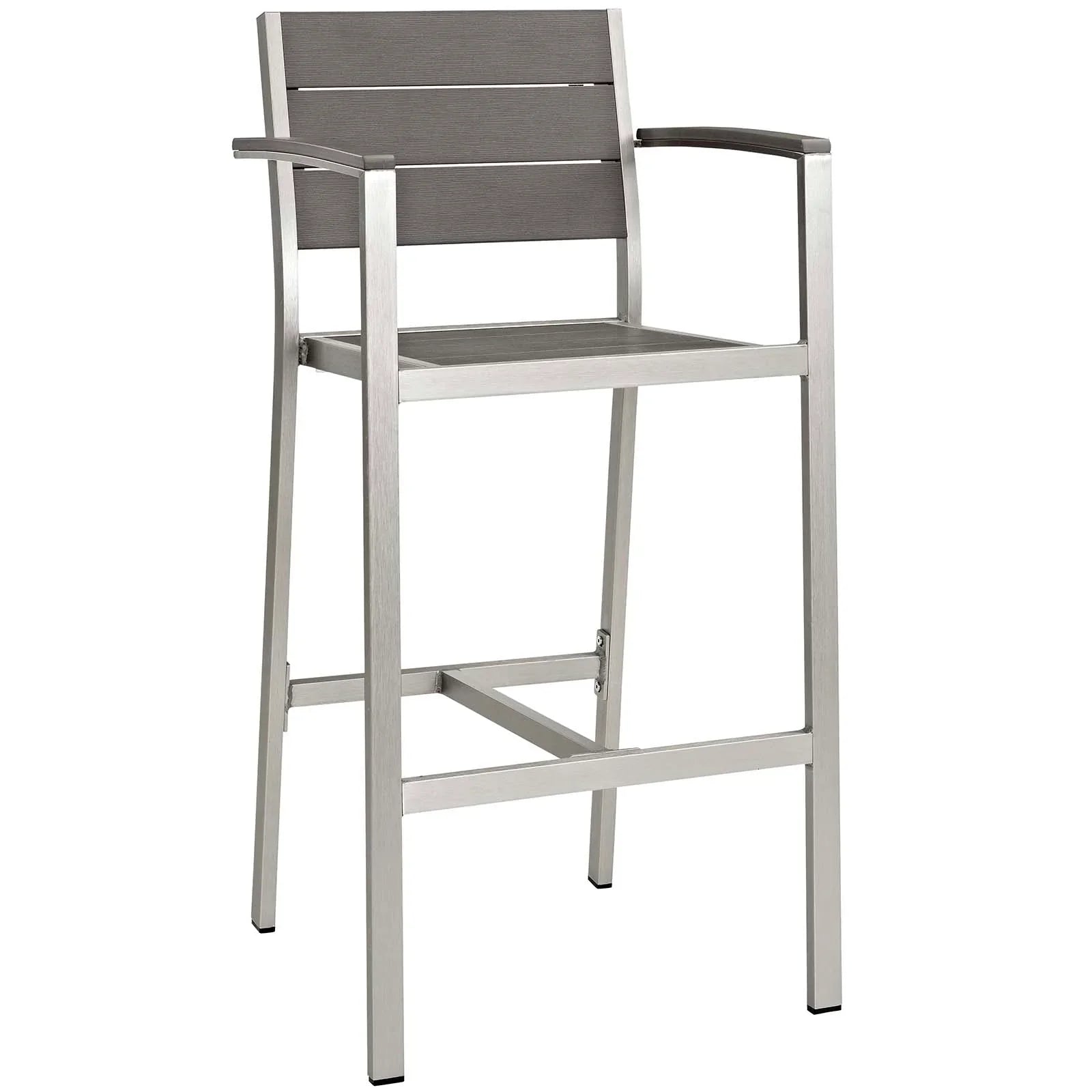 Shore 7 Piece Outdoor Patio Aluminum Dining Set in Silver Gray