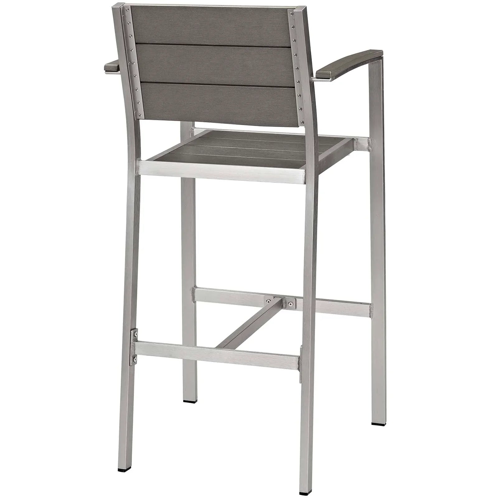 Shore 7 Piece Outdoor Patio Aluminum Dining Set in Silver Gray