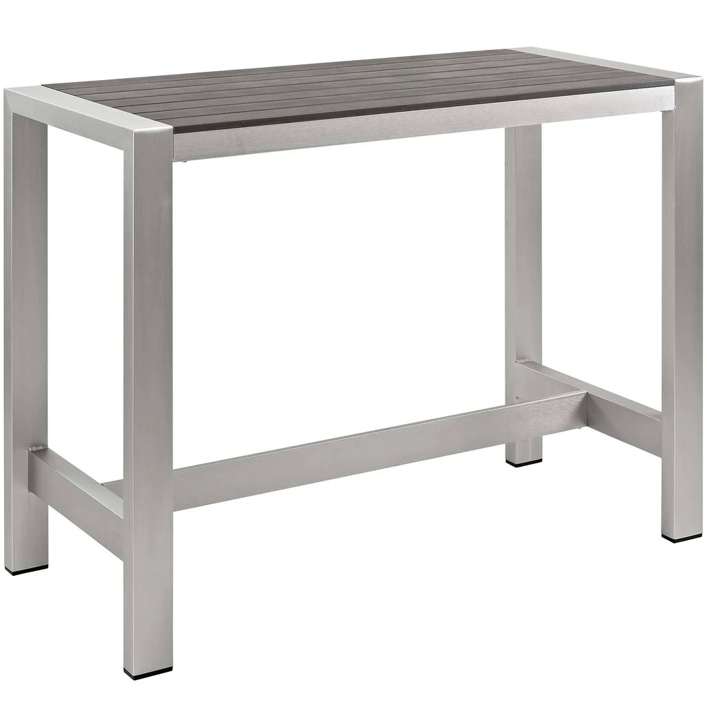 Shore 5 Piece Outdoor Patio Aluminum Dining Set in Silver Gray