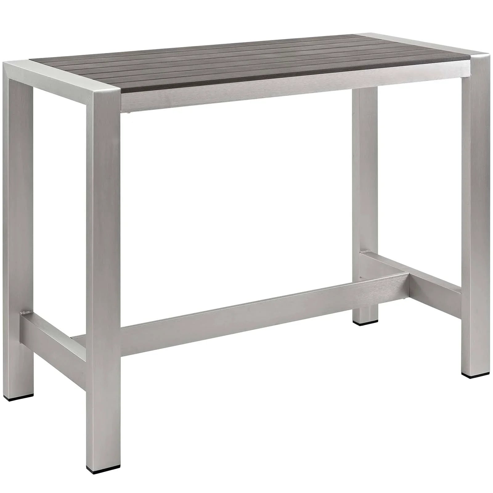 Shore 5 Piece Outdoor Patio Aluminum Dining Set in Silver Gray