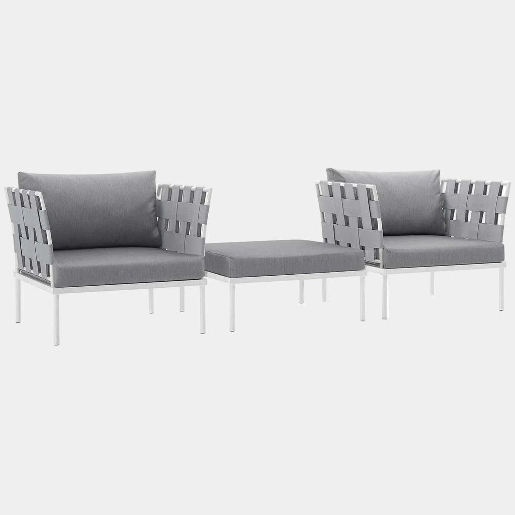 Harmony 3 Piece Outdoor Patio Aluminum Sectional Sofa Set