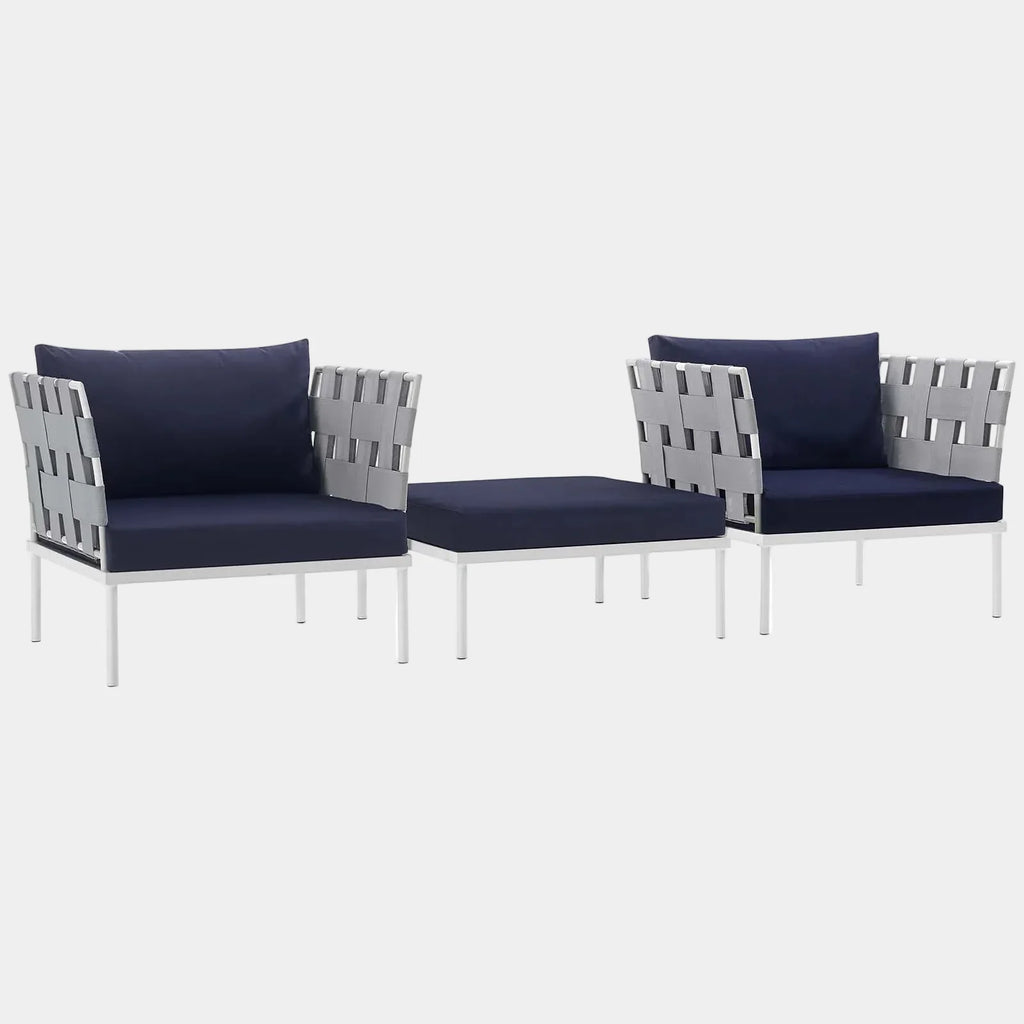 Harmony 3 Piece Outdoor Patio Aluminum Sectional Sofa Set