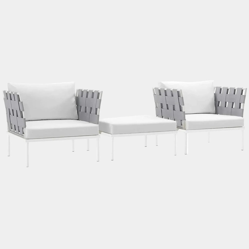 Harmony 3 Piece Outdoor Patio Aluminum Sectional Sofa Set