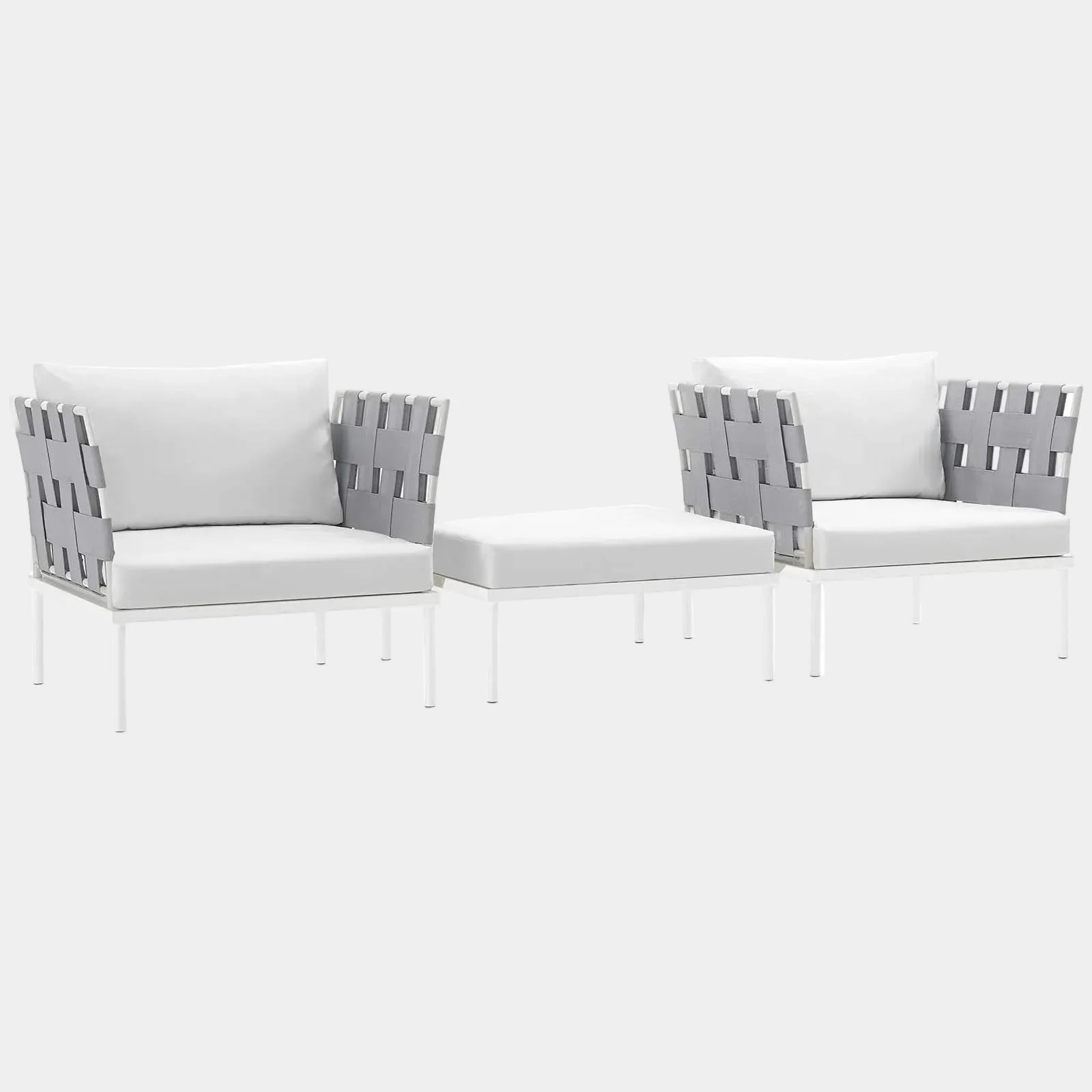 Harmony 3 Piece Outdoor Patio Aluminum Sectional Sofa Set