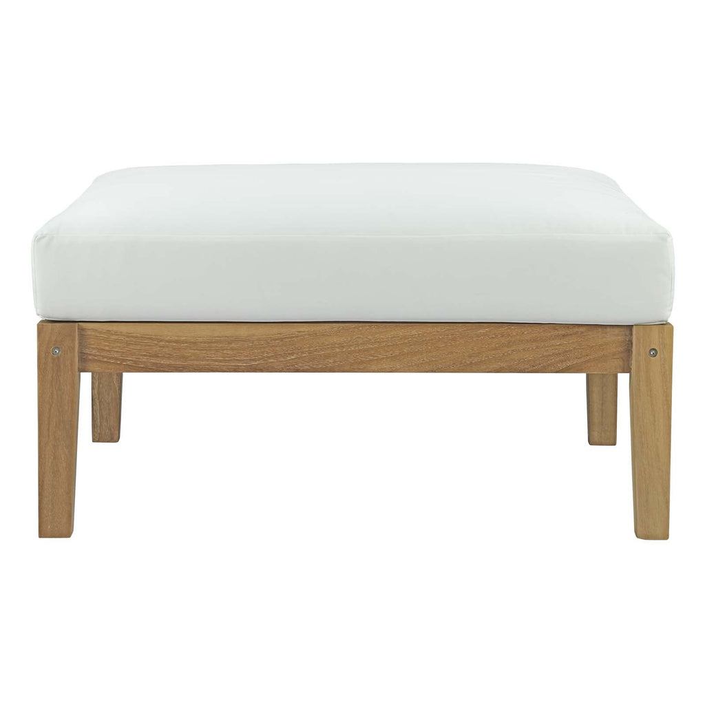 Bayport Outdoor Patio Teak Ottoman in Natural White