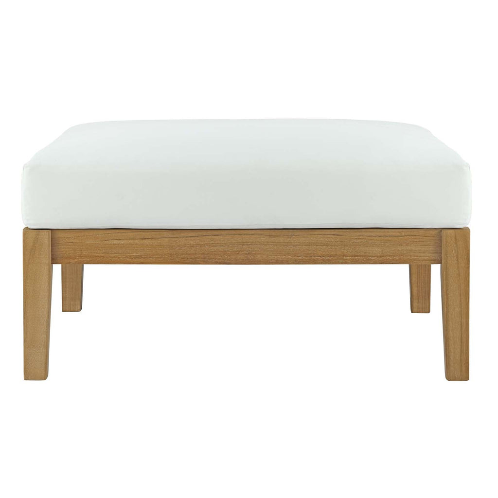 Bayport Outdoor Patio Teak Ottoman in Natural White