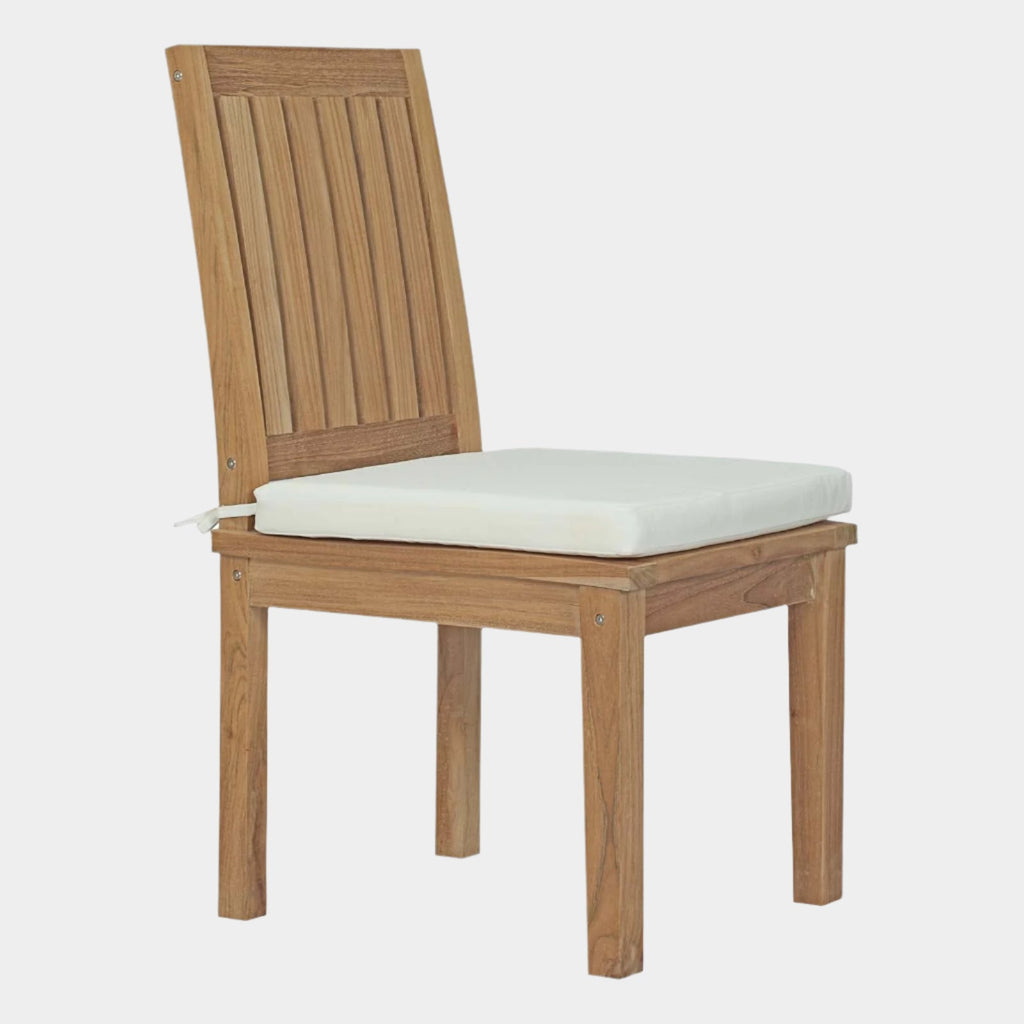 Marina Outdoor Patio Teak Dining Chair in Natural White