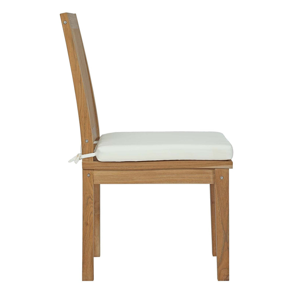 Marina Outdoor Patio Teak Dining Chair in Natural White