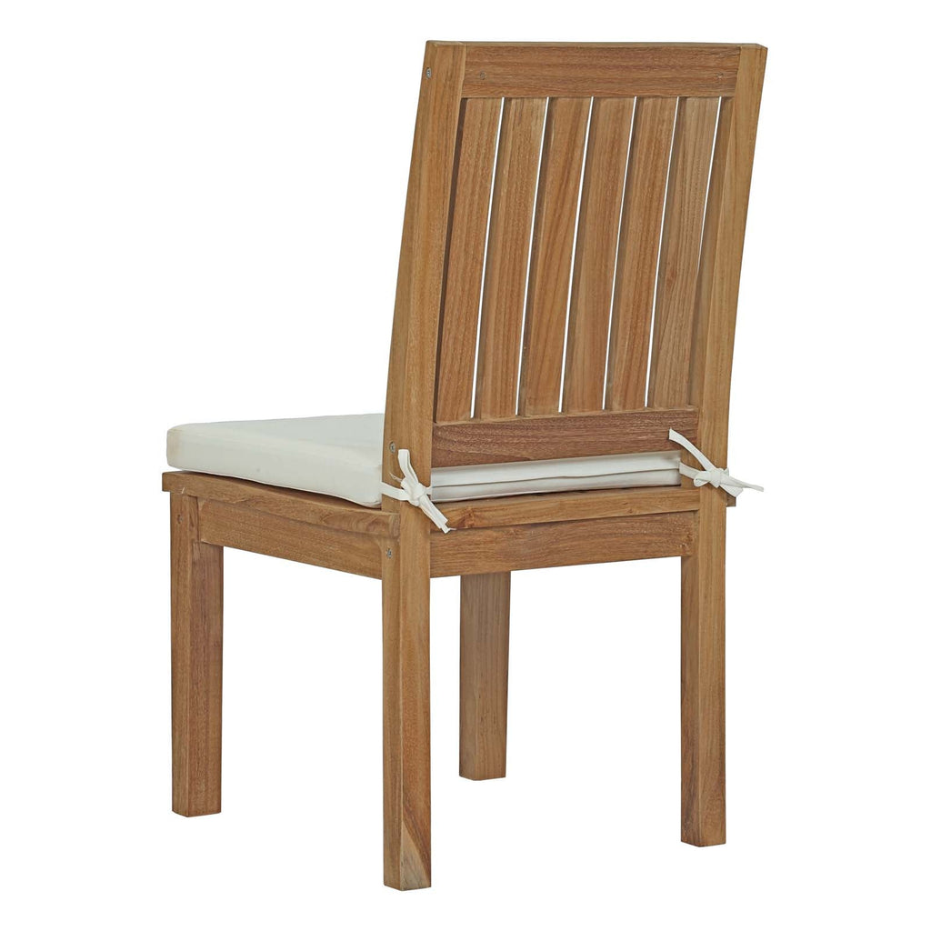 Marina Outdoor Patio Teak Dining Chair in Natural White