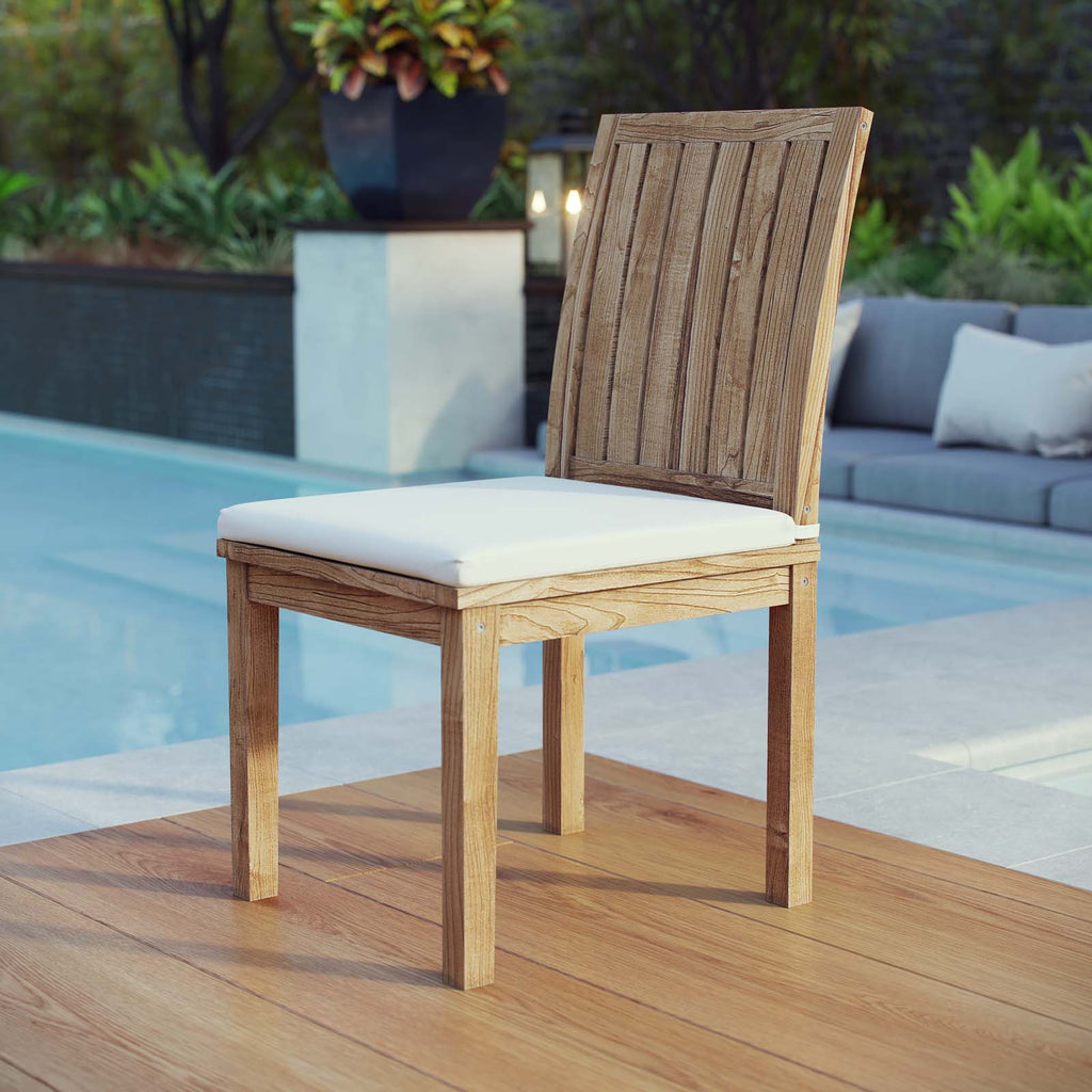 Marina Outdoor Patio Teak Dining Chair in Natural White