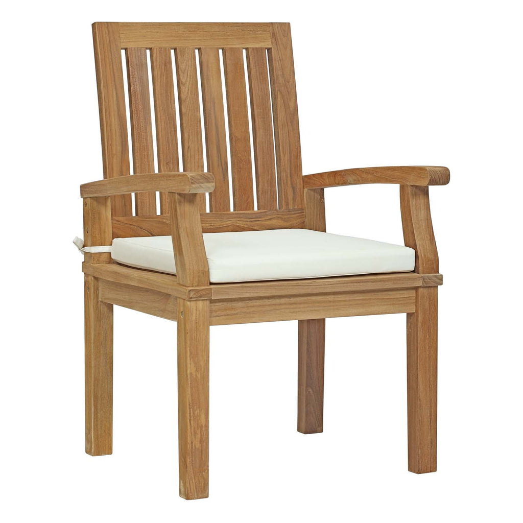 Marina Outdoor Patio Teak Dining Chair in Natural White