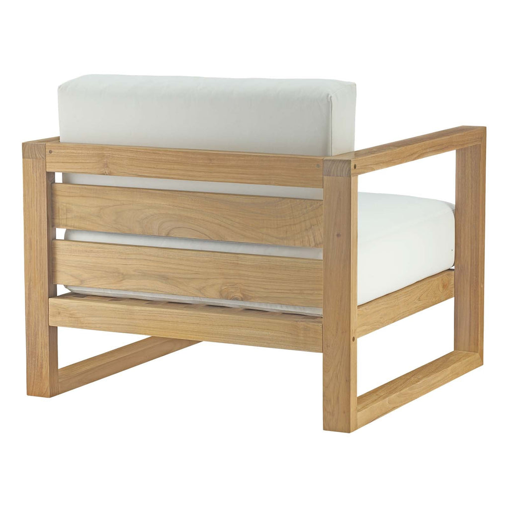 Upland Outdoor Patio Teak Armchair in Natural White