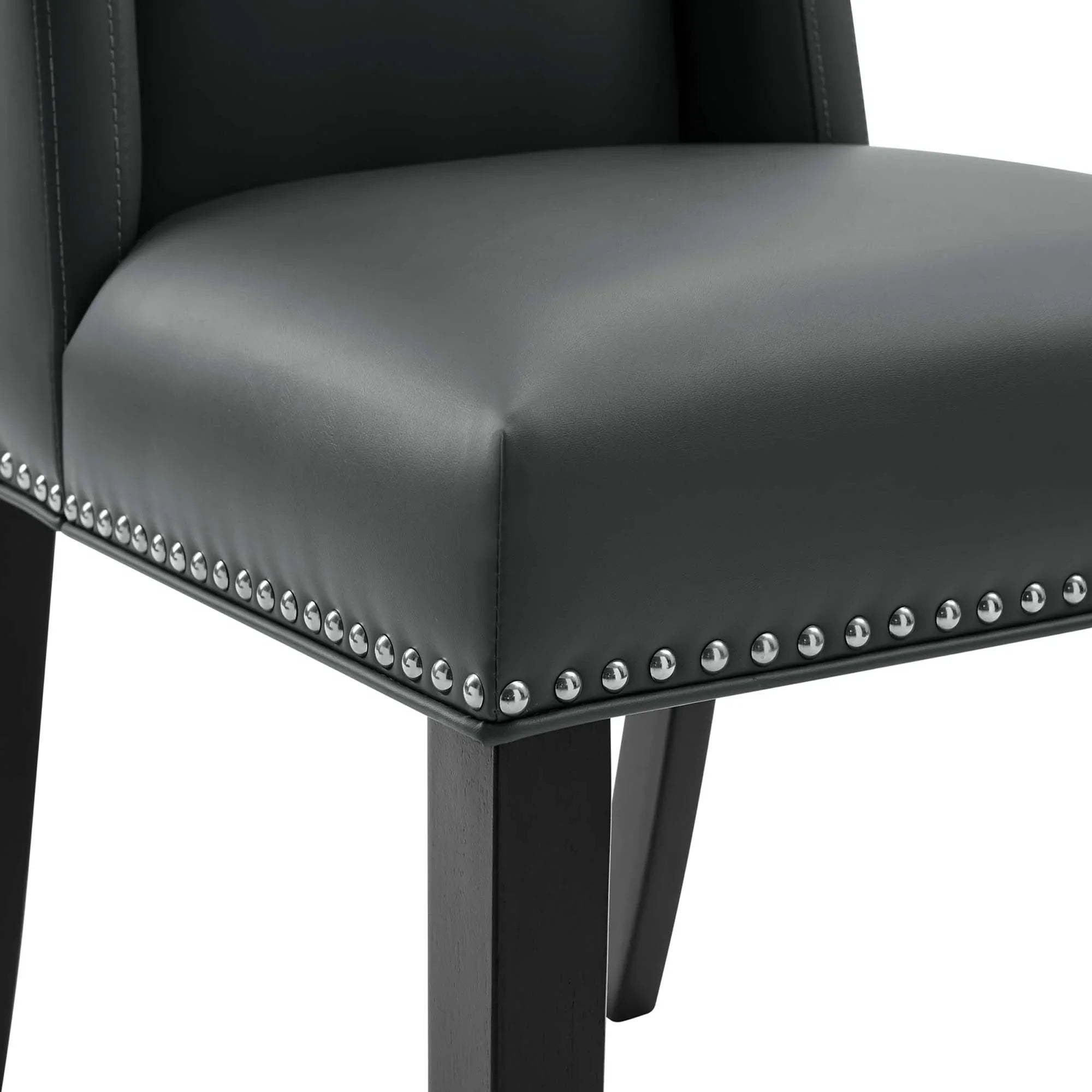Baron Vinyl Dining Chair Set of 2 in Gray