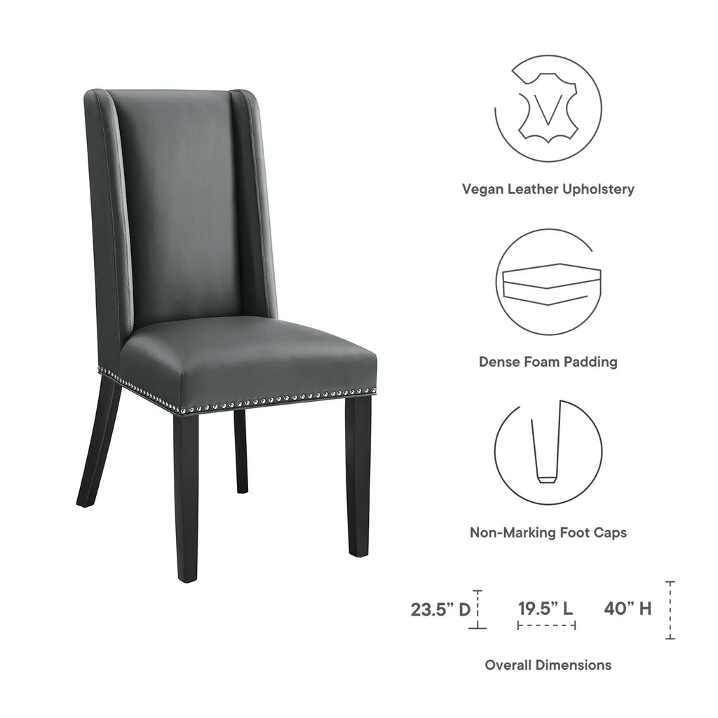 Baron Vinyl Dining Chair Set of 2 in Gray