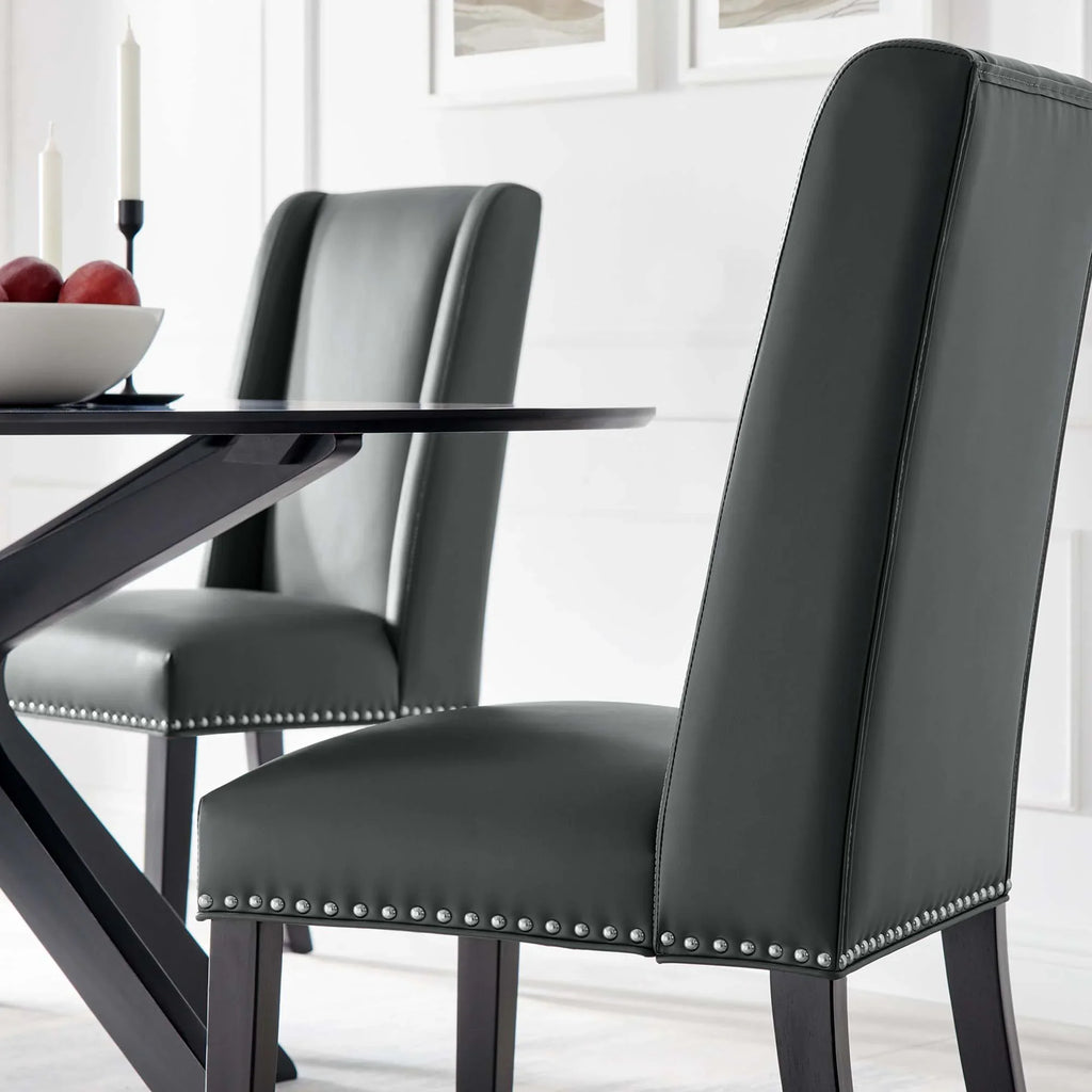 Baron Vinyl Dining Chair Set of 2 in Gray
