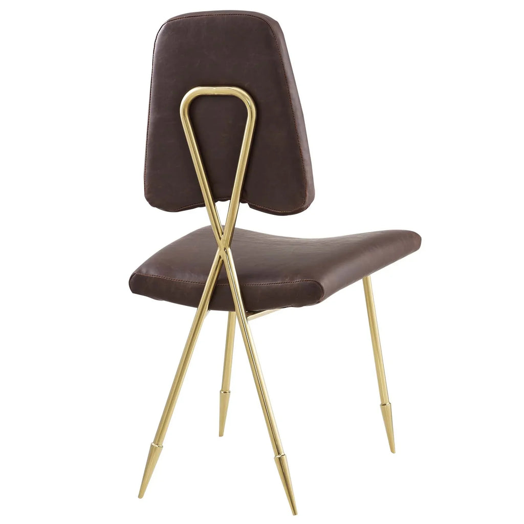 Ponder Antique Faux Leather Dining Side Chair in Brown