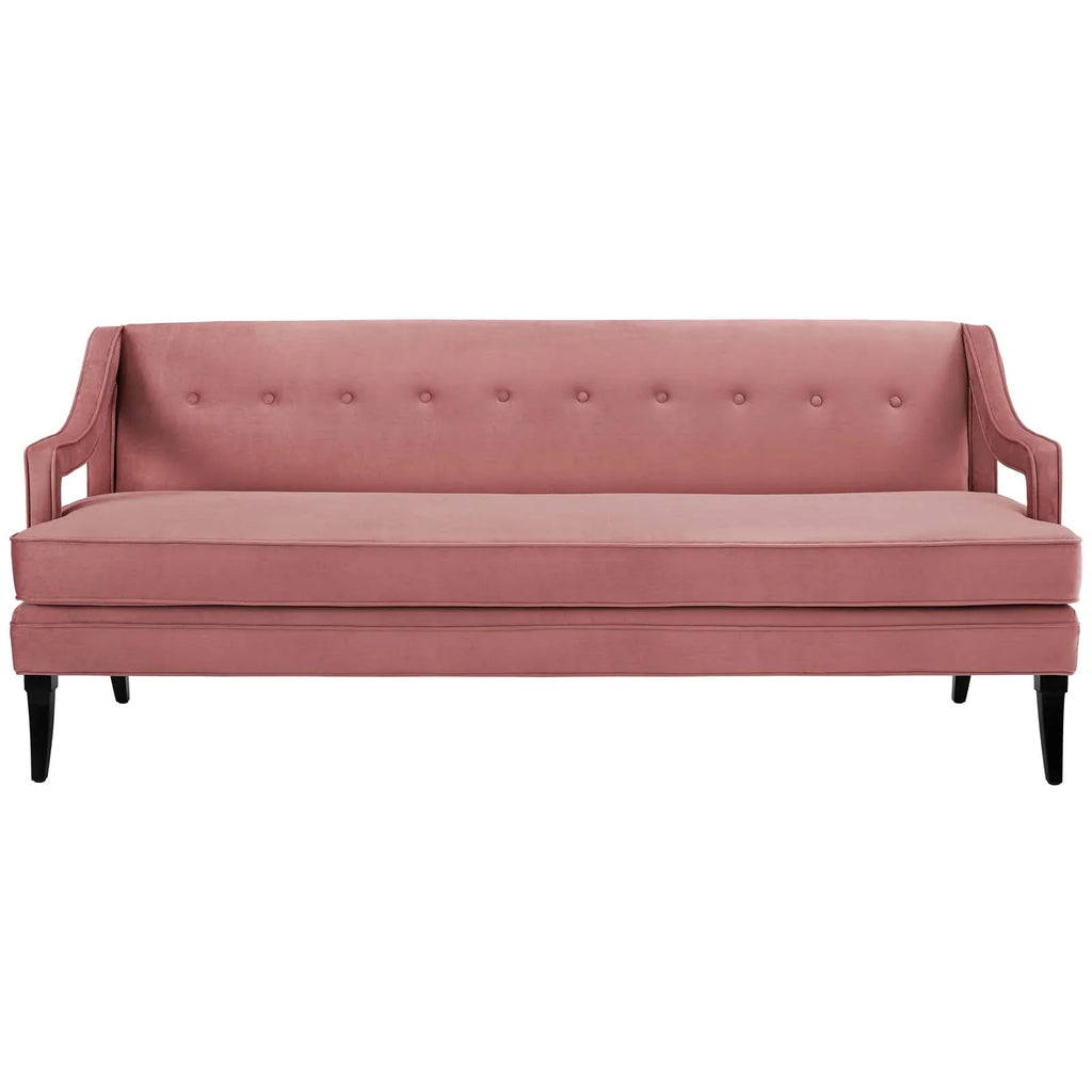 Concur Button Tufted Performance Velvet Sofa in Dusty Rose
