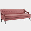 Concur Button Tufted Performance Velvet Sofa in Dusty Rose