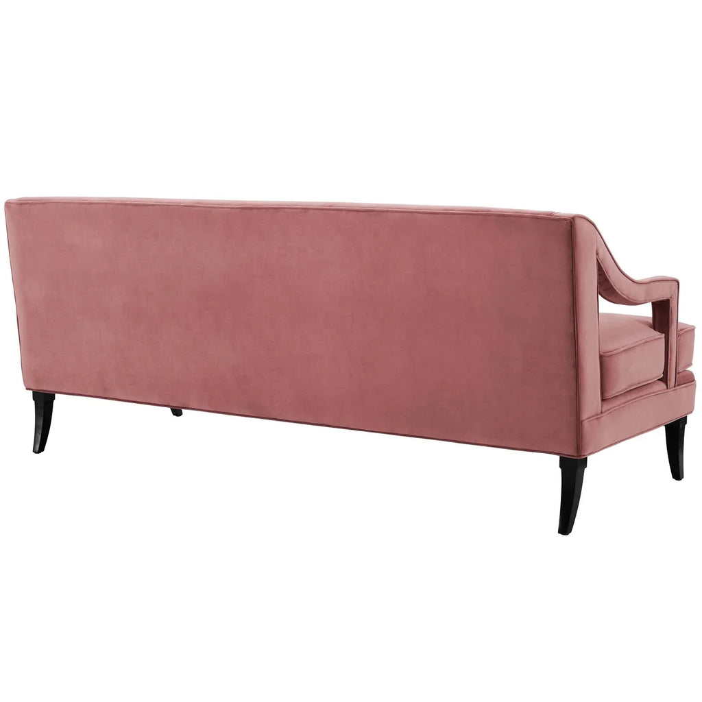 Concur Button Tufted Performance Velvet Sofa in Dusty Rose