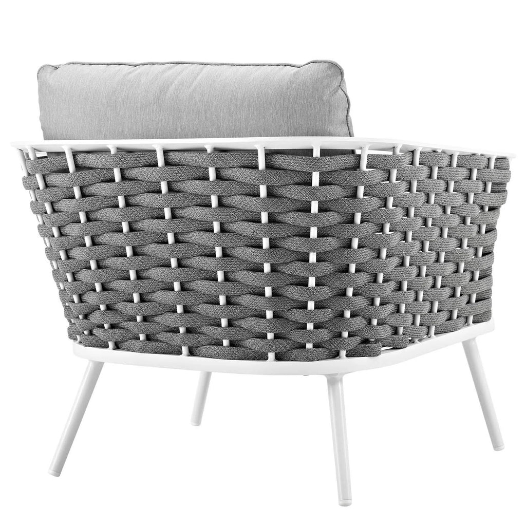 Stance 3 Piece Outdoor Aluminum Sectional Sofa Set in White Gray