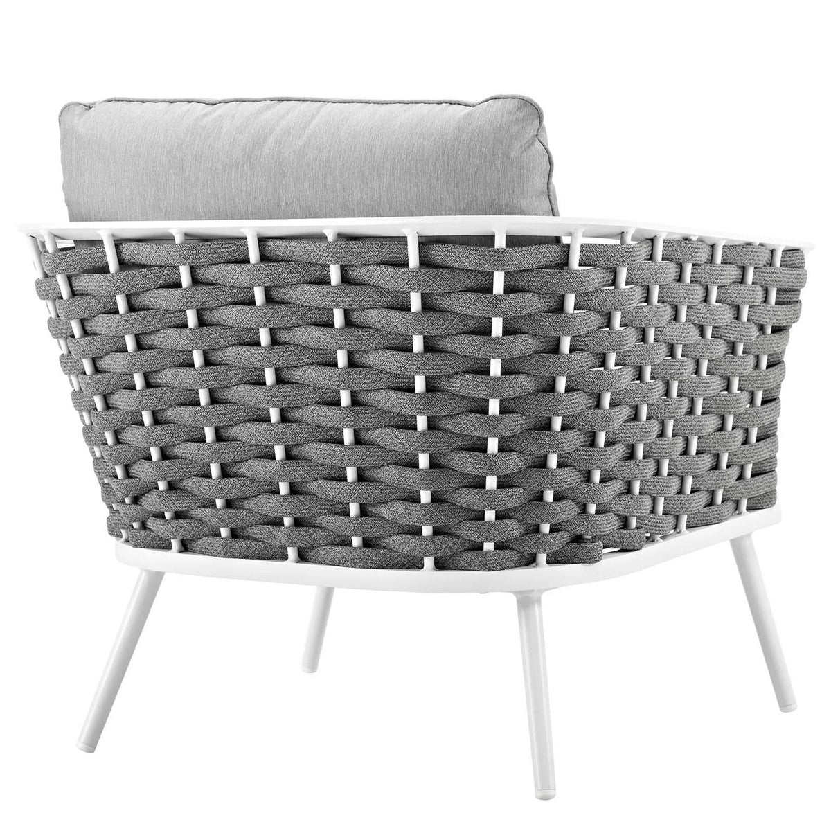 Stance 3 Piece Outdoor Aluminum Sectional Sofa Set in White Gray