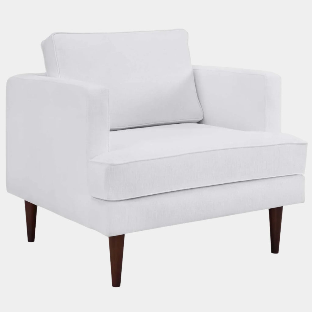 Agile Upholstered Fabric Armchair in White