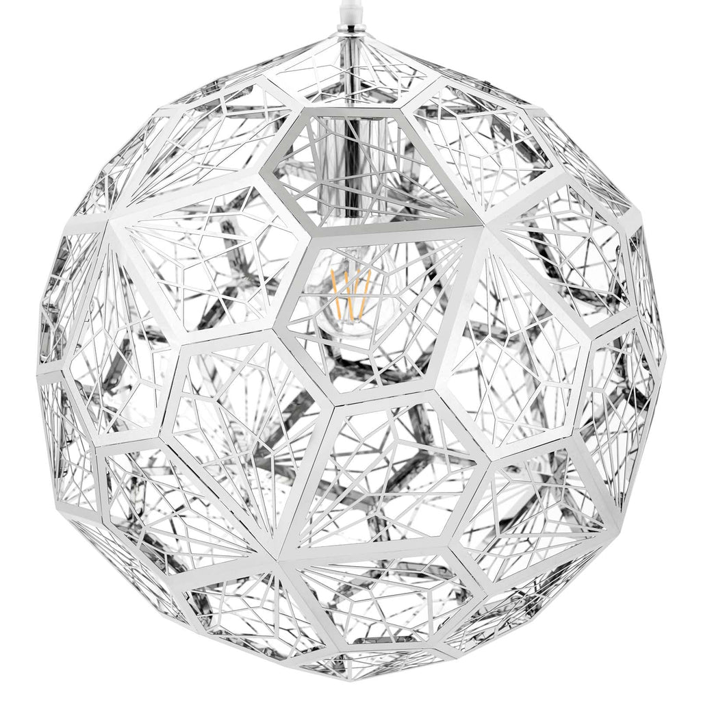 Etch Web Suspension Lamp Polished Steel by Tom Dixon