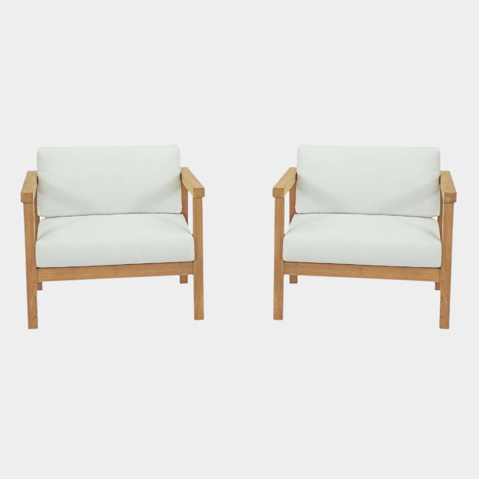 Bayport 2 Piece Outdoor Patio Teak Set in Natural White
