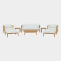Bayport 8 Piece Outdoor Patio Teak Set in Natural White