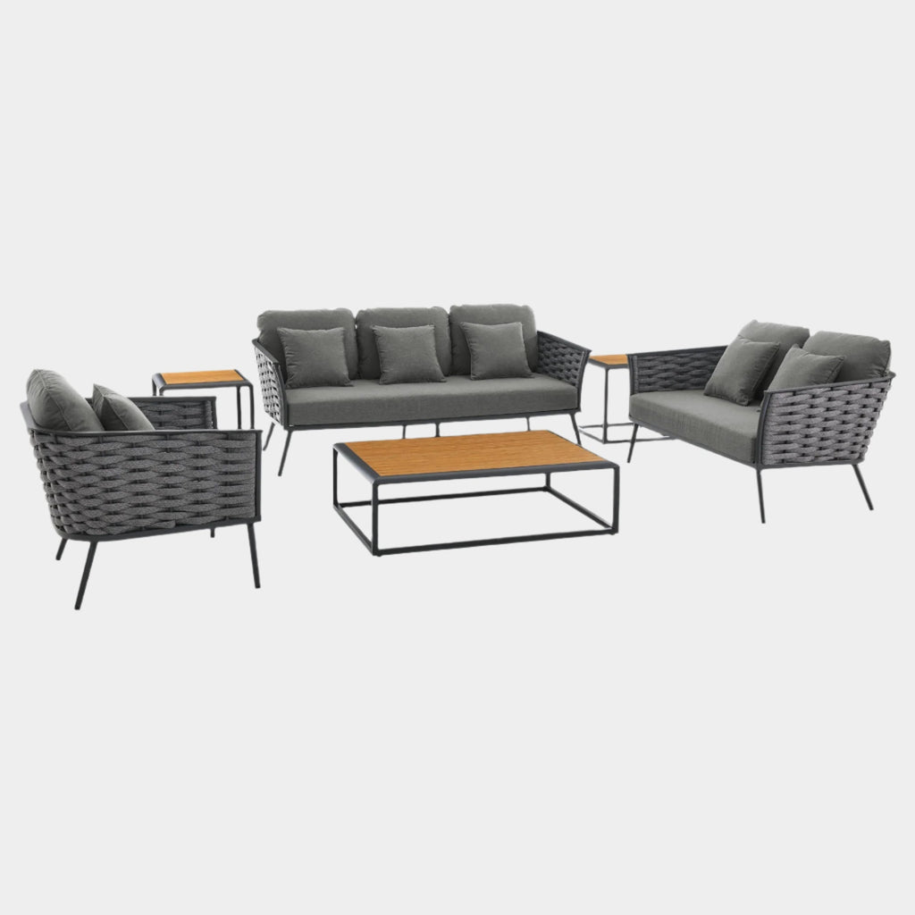 Stance 6 Piece Outdoor Patio Aluminum Sectional Sofa