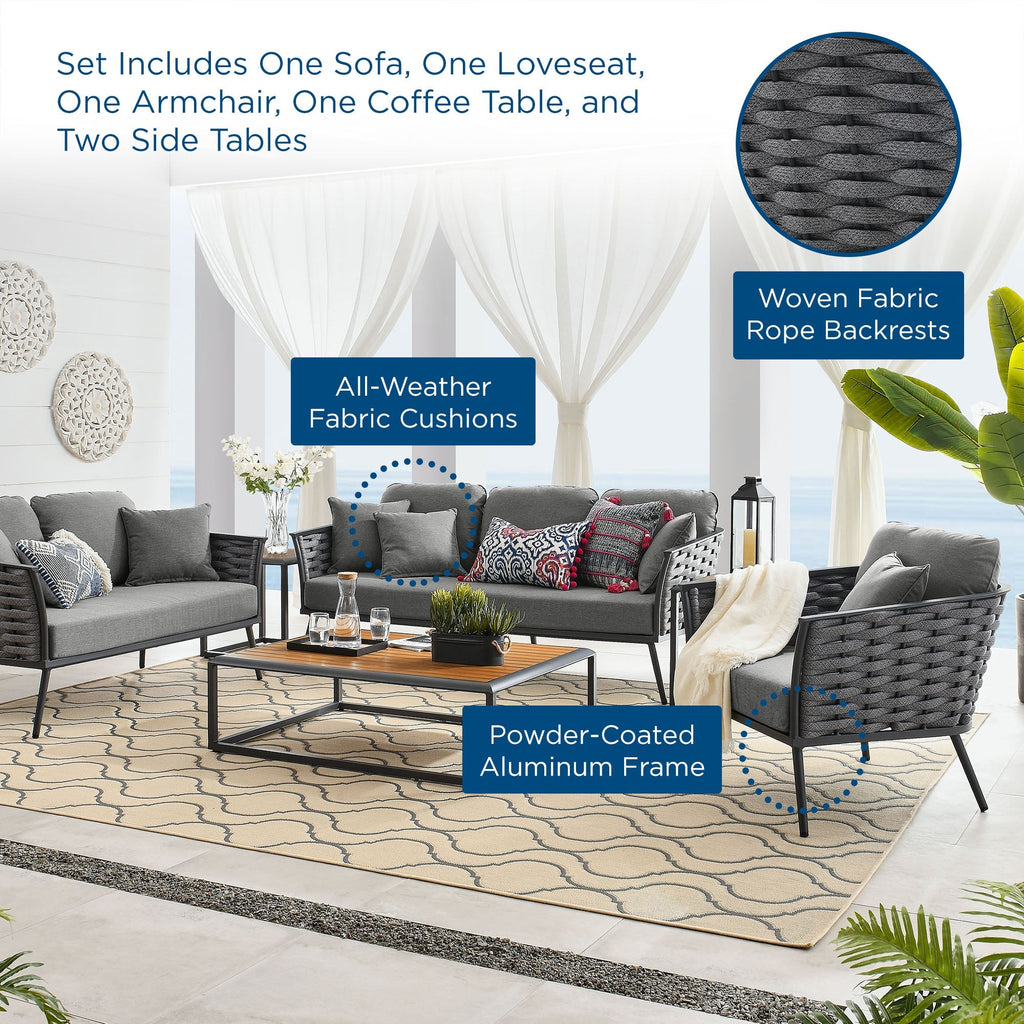 Stance 6 Piece Outdoor Patio Aluminum Sectional Sofa