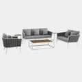 Stance 6 Piece Outdoor Aluminum Sectional Sofa Set in White Gray