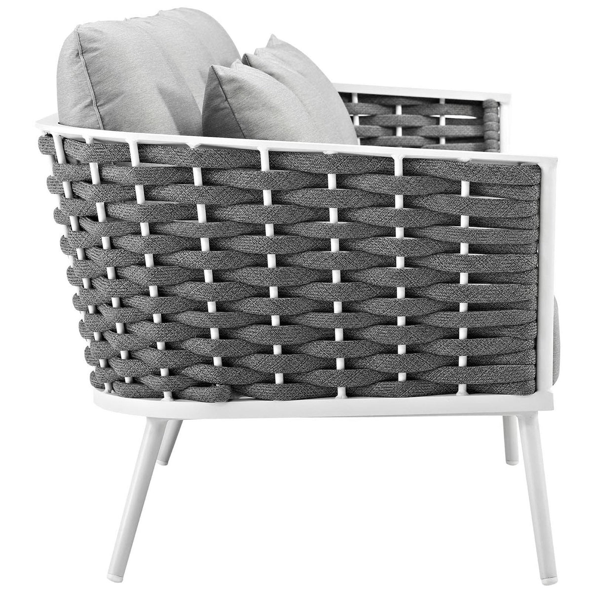 Stance 6 Piece Outdoor Aluminum Sectional Sofa Set in White Gray