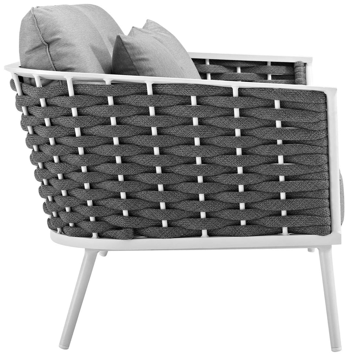 Stance 6 Piece Outdoor Aluminum Sectional Sofa Set in White Gray