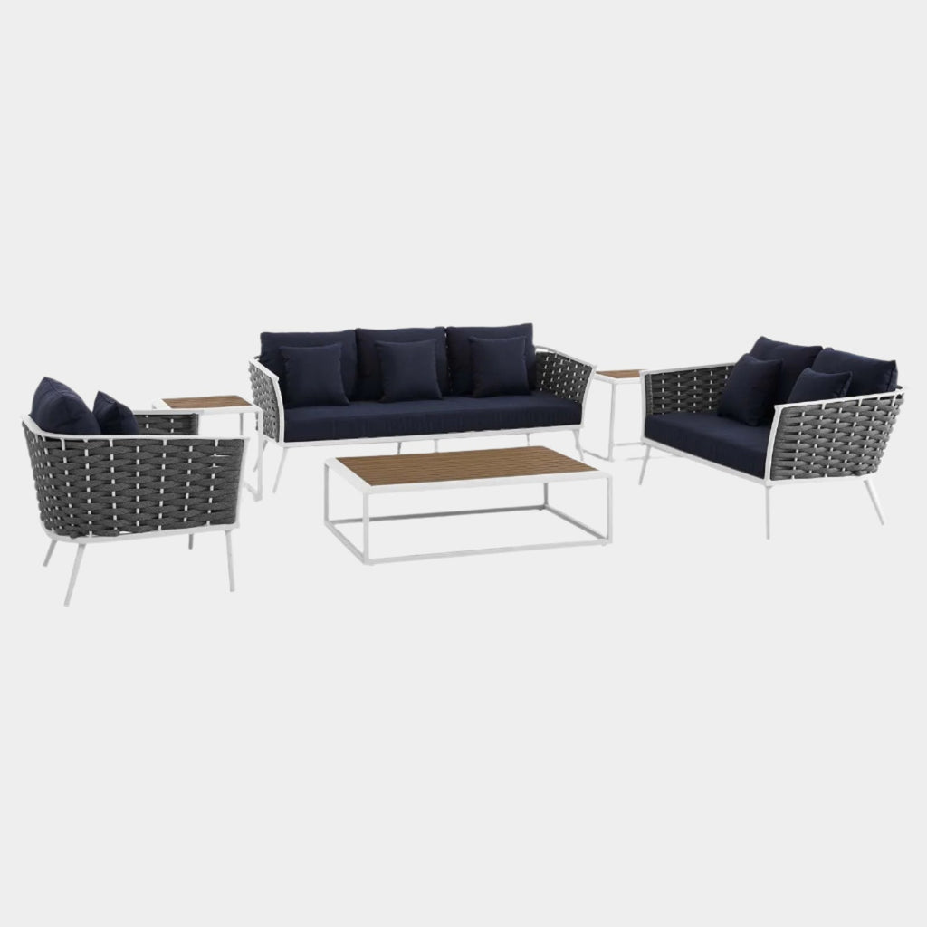 Stance 6 Piece Outdoor Patio Aluminum Sectional Sofa