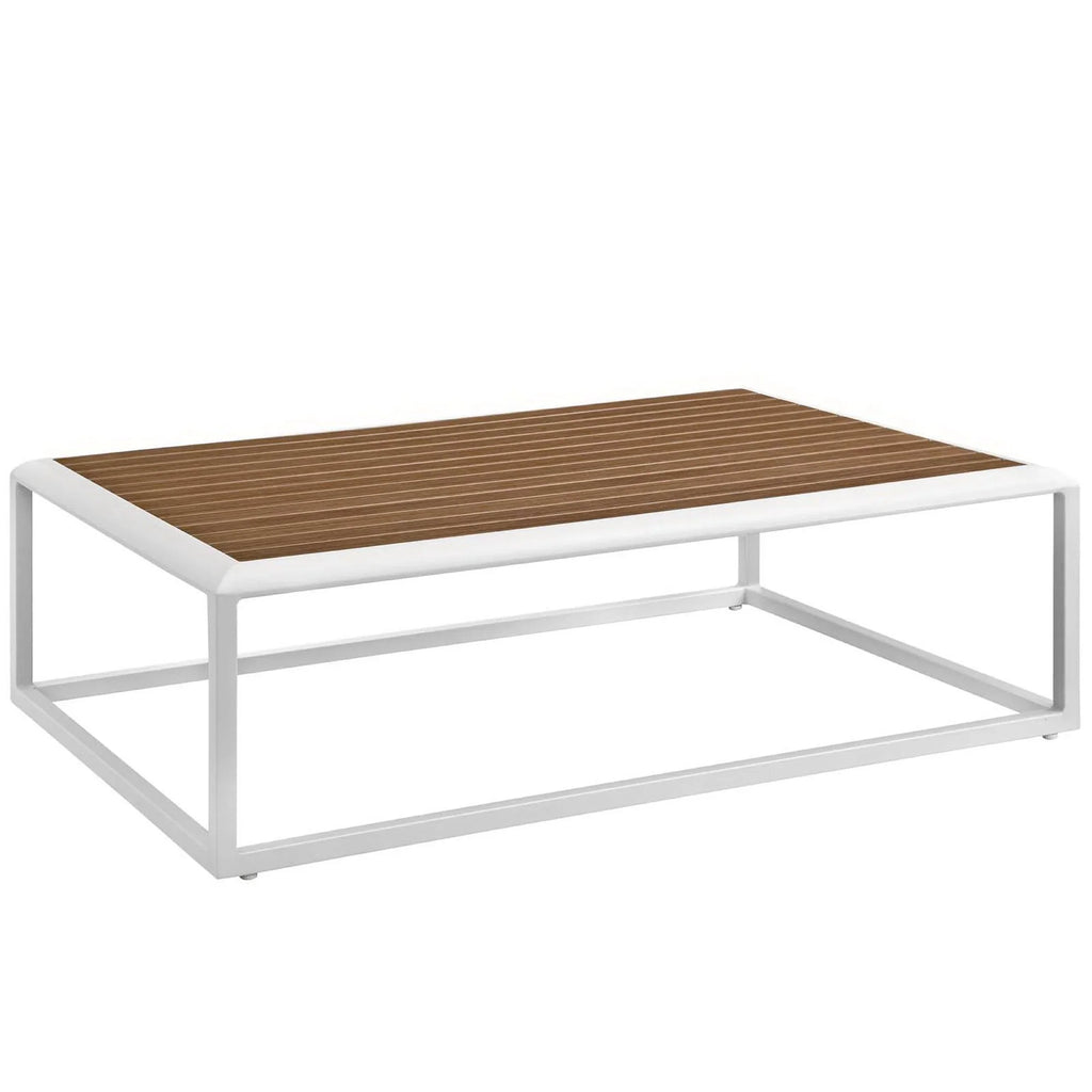Stance 4 Piece Outdoor Aluminum Sectional Sofa Set in White Gray