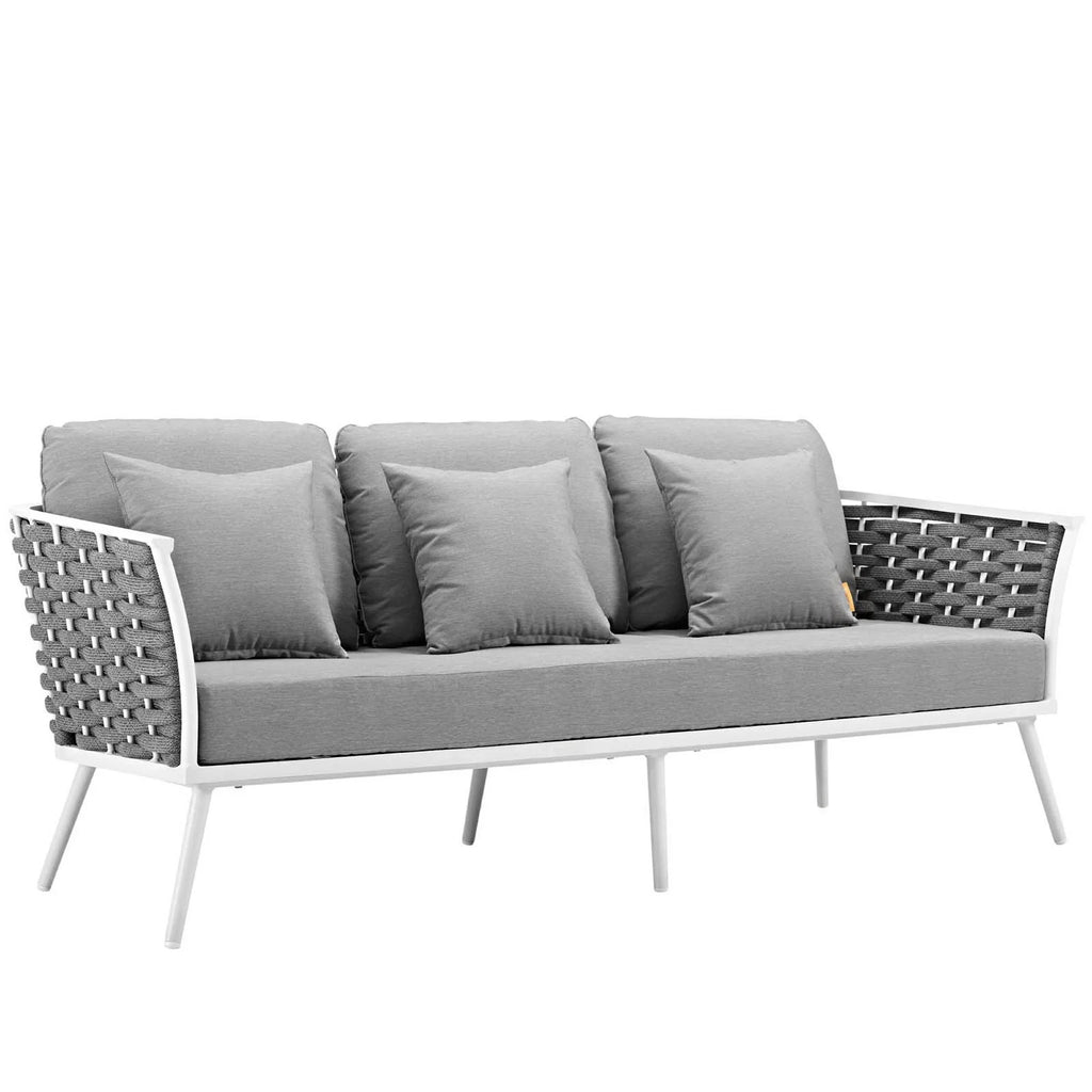 Stance 4 Piece Outdoor Aluminum Sectional Sofa Set in White Gray