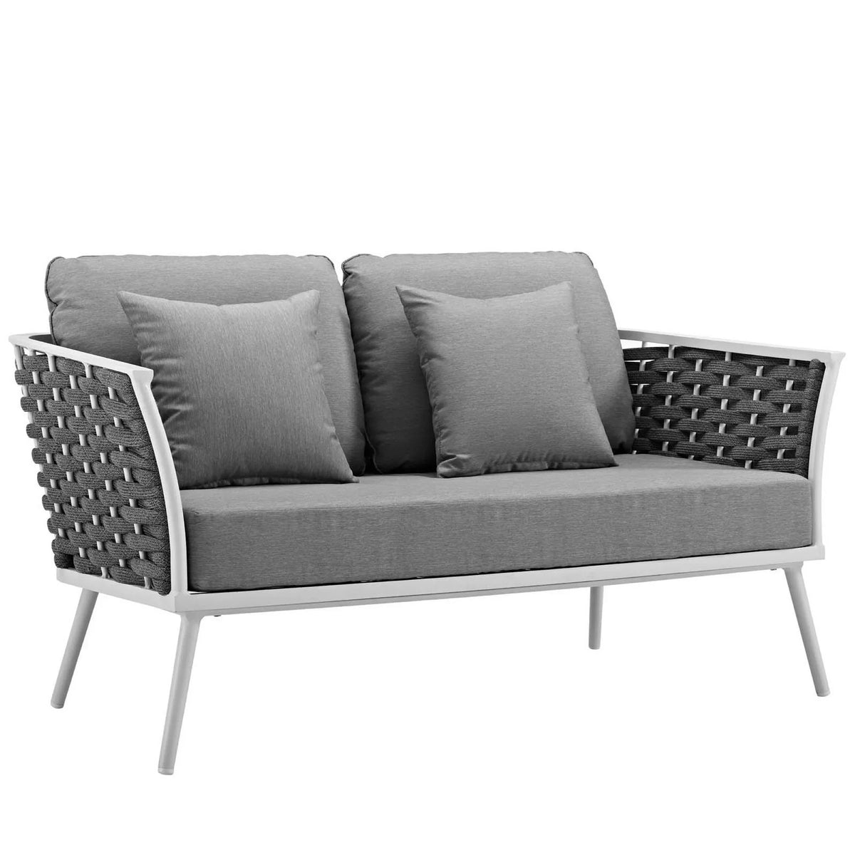 Stance 4 Piece Outdoor Aluminum Sectional Sofa Set in White Gray