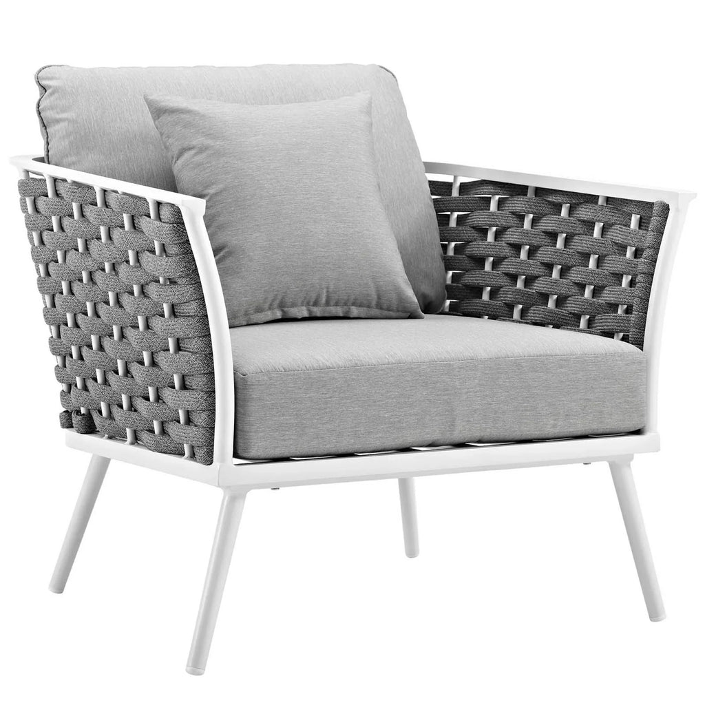 Stance 4 Piece Outdoor Aluminum Sectional Sofa Set in White Gray